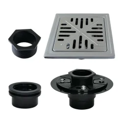 6" Stainless Steel Square Grid Shower Drain with Flange