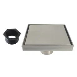 6" Stainless Steel Square Shower Drain in Brushed Nickel