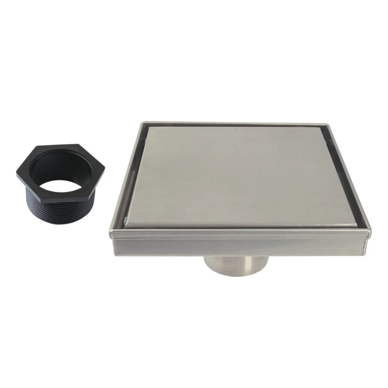 6" Stainless Steel Square Shower Drain in Brushed Nickel