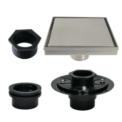 4" Stainless Steel Square Shower Drain with Flange