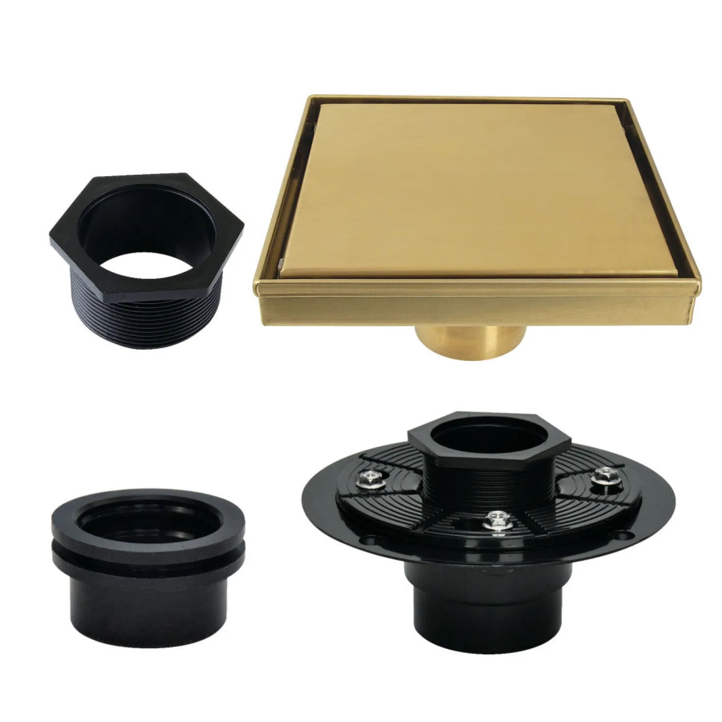 4" Stainless Steel Square Shower Drain with Flange