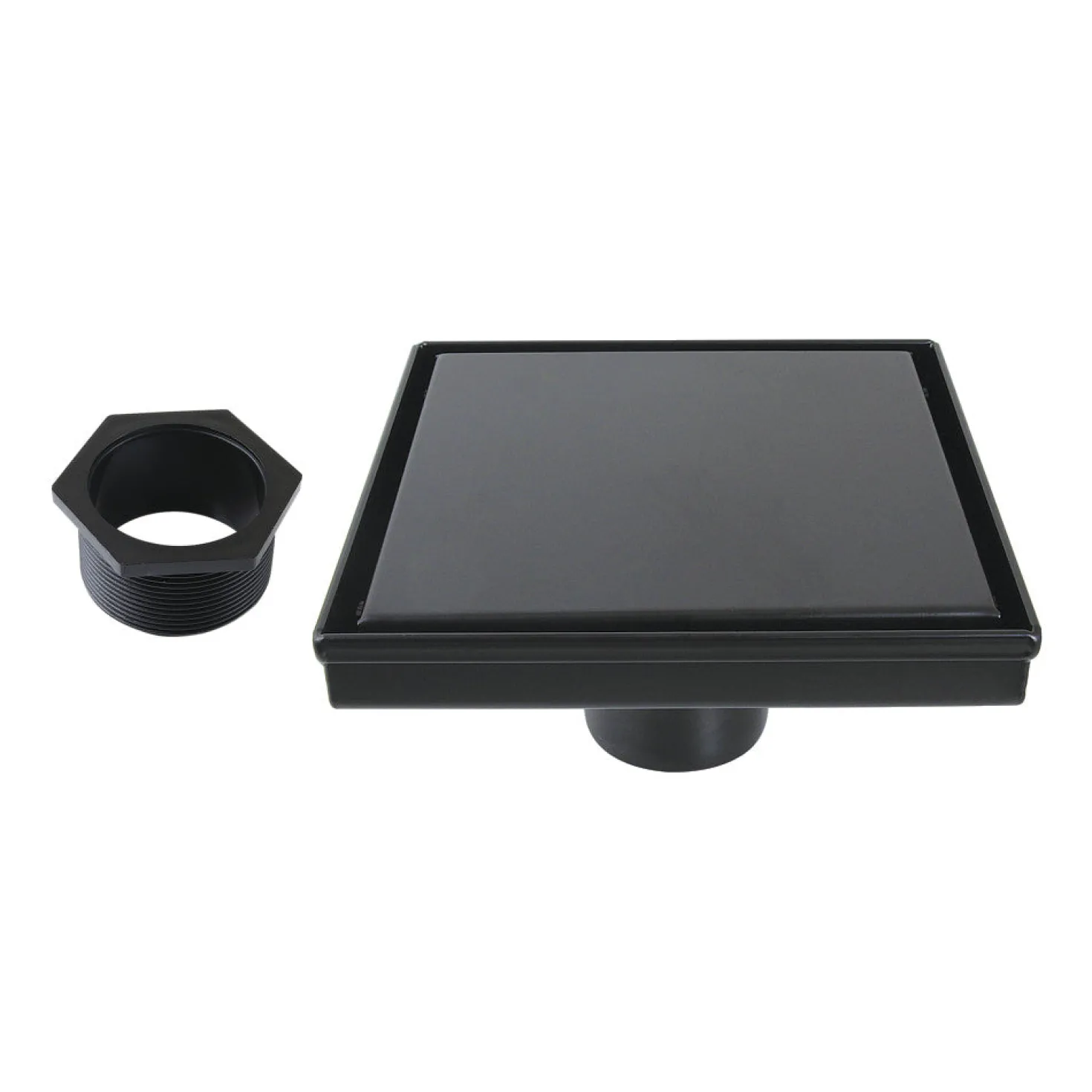 6" Stainless Steel Square Shower Drain in Matte Black