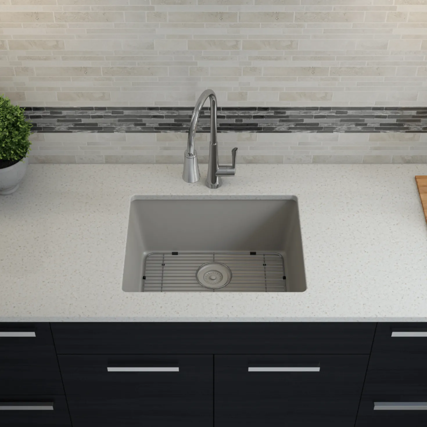 Standard Size Rectangle Quartz Composite Kitchen Sink