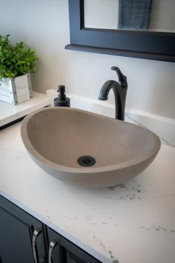 Stone Canoe Sink in Honed Molly Grey Marble