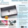33" Straight Apron Single Bowl 16 Gauge Stainless Steel Kitchen Sink