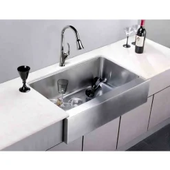 33" Straight Apron Single Bowl 16 Gauge Stainless Steel Kitchen Sink