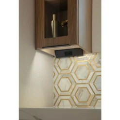 Tamper Resistant Angle Under Cabinet Outlet Power Strip | Satin Nickel Finish