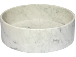 Thin Lip Round Carrara Marble Column Vessel Sink