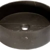 Thin Lip Round Nero Marquino Marble Column Vessel Sink