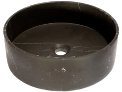 Thin Lip Round Nero Marquino Marble Column Vessel Sink