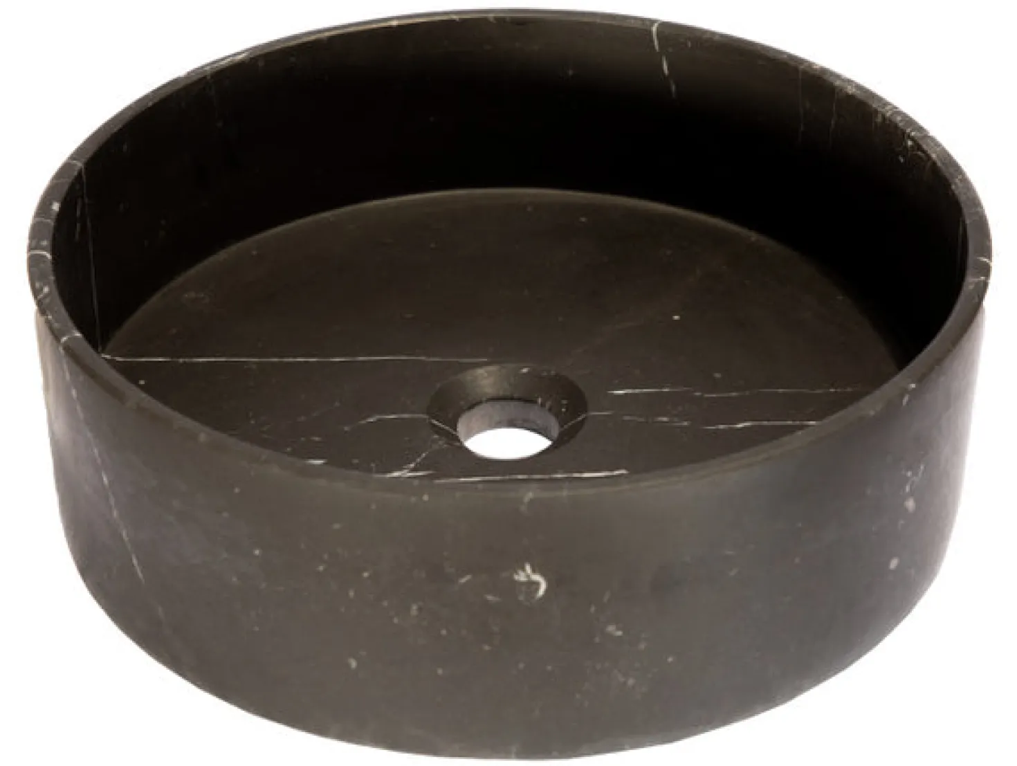 Thin Lip Round Nero Marquino Marble Column Vessel Sink