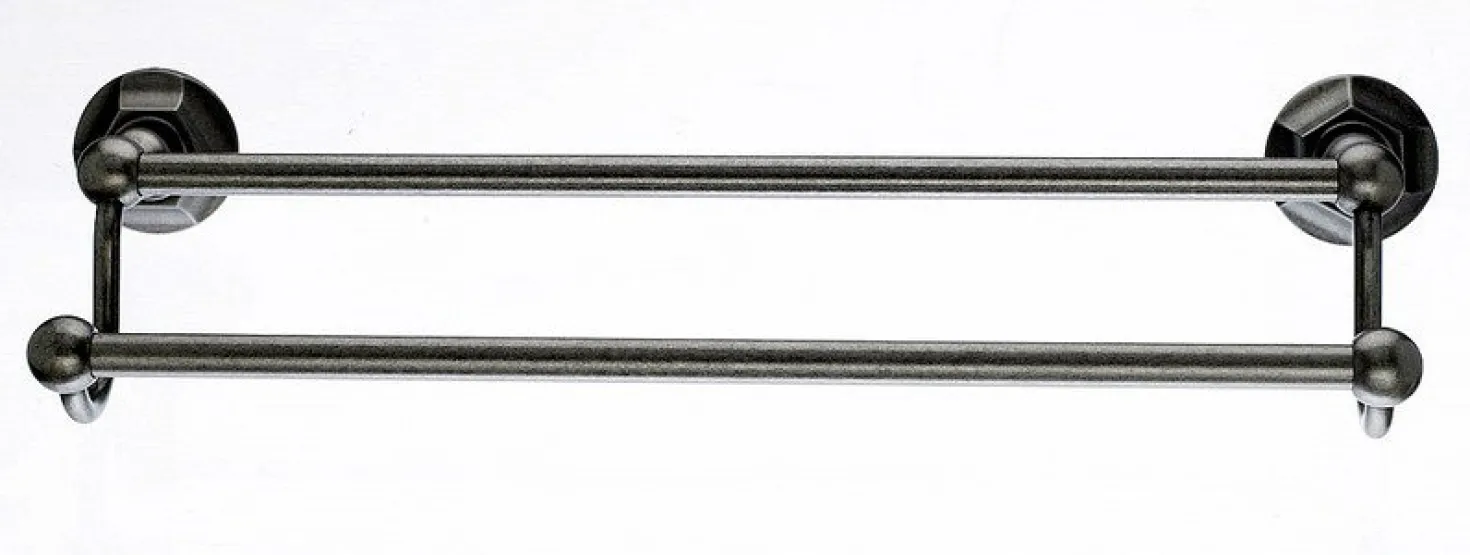 Topknobs ED7APB 18" Double Towel Bar with Hex Detail in Antique Pewter