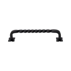 Top Knobs Square Twist D Pull with Backplates in Patina Black