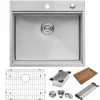 Top Mount 25x22 Ruvati Workstation Kitchen Sink With Accessories