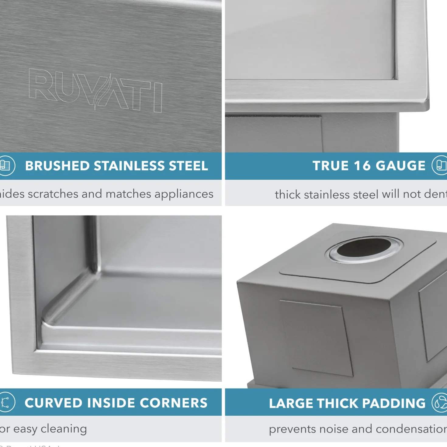 Top Mount 25x22 Ruvati Workstation Kitchen Sink With Accessories