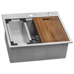 Top Mount 25x22 Ruvati Workstation Kitchen Sink With Accessories