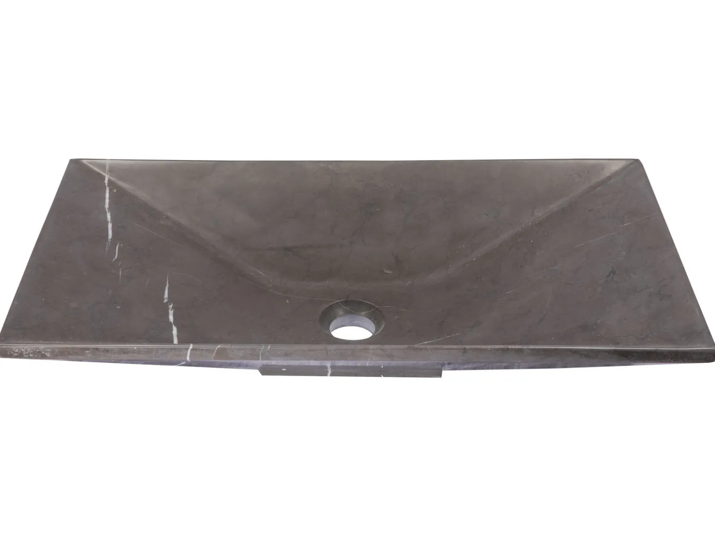 Ultra Modern Rectangular Vessel Sink in Honed Pietra Grey Marble