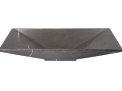 Ultra Modern Rectangular Vessel Sink in Honed Pietra Grey Marble