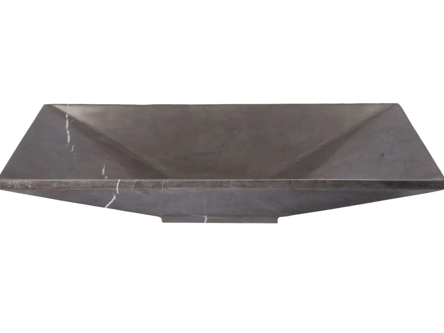 Ultra Modern Rectangular Vessel Sink in Honed Pietra Grey Marble