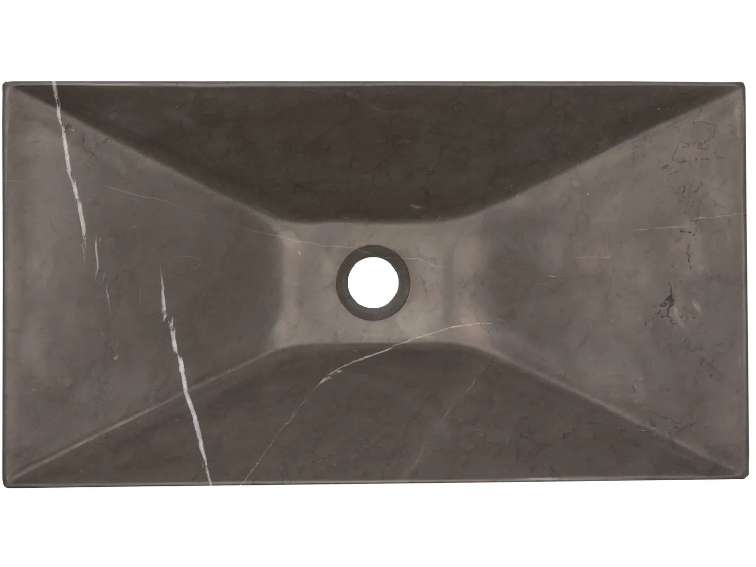 Ultra Modern Rectangular Vessel Sink in Honed Pietra Grey Marble