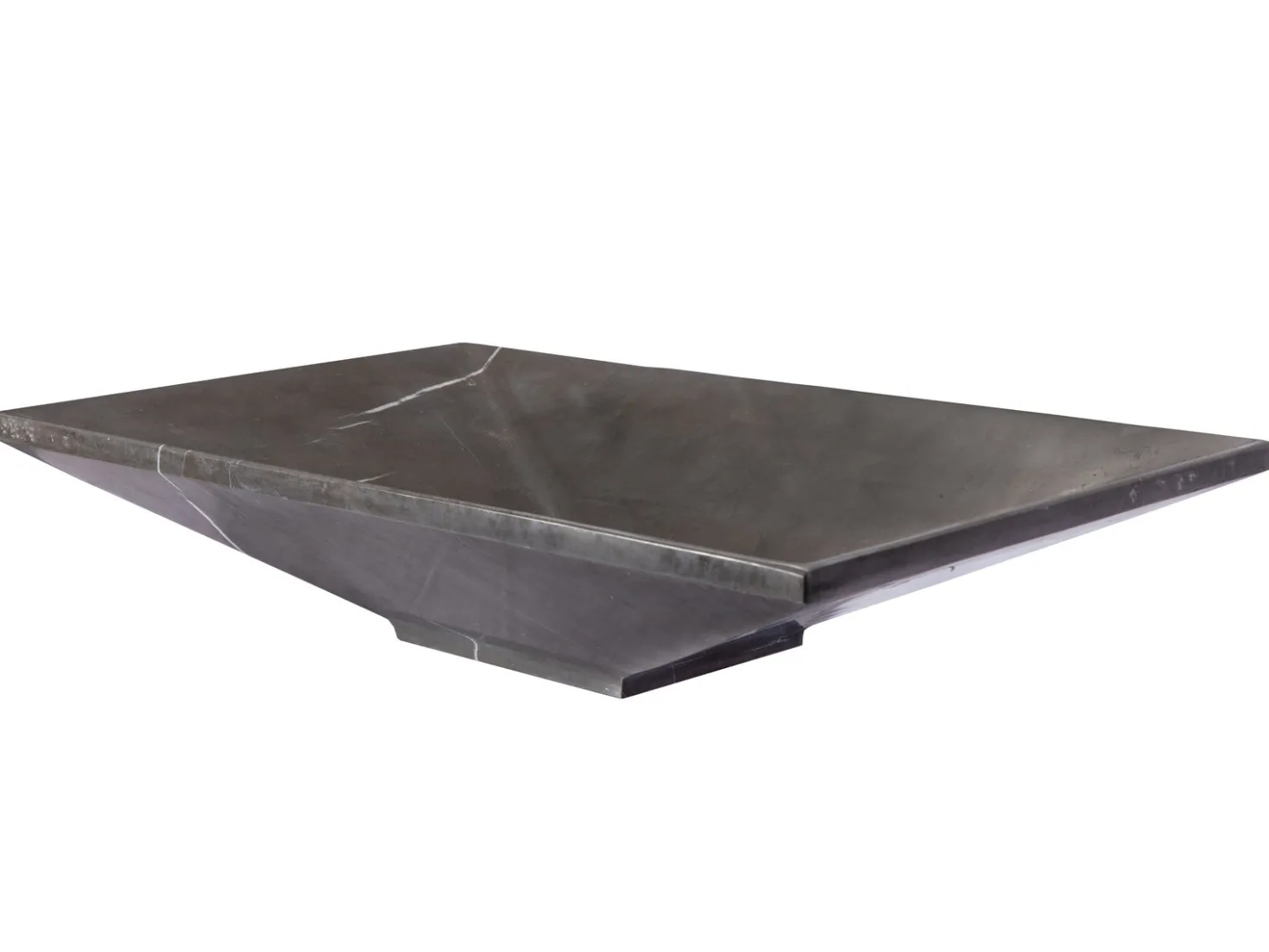 Ultra Modern Rectangular Vessel Sink in Honed Pietra Grey Marble