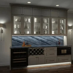 Under Cabinet Power Strip with High-Output LED Light in Bronze