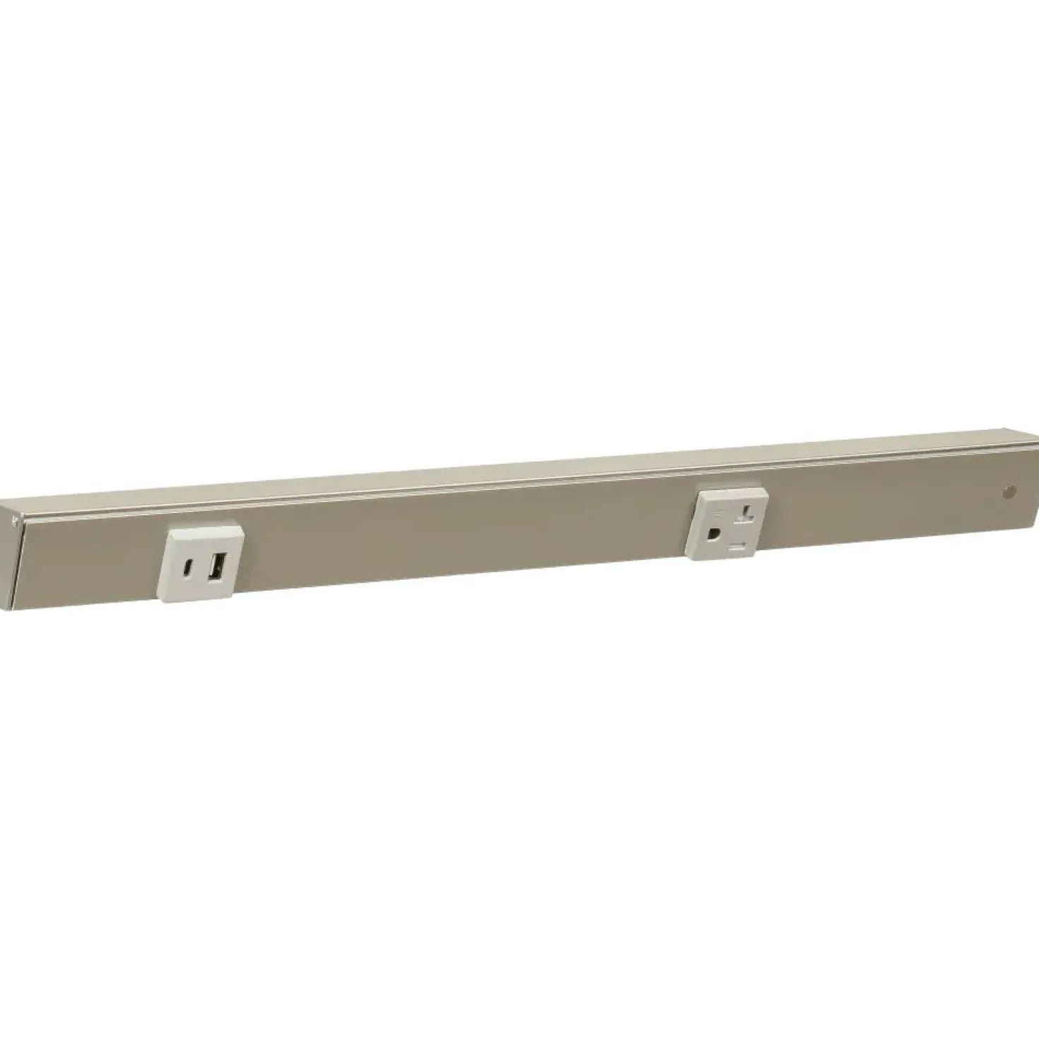 Under Cabinet Power Strip with USB Port & Outlets | Satin Nickel Finish