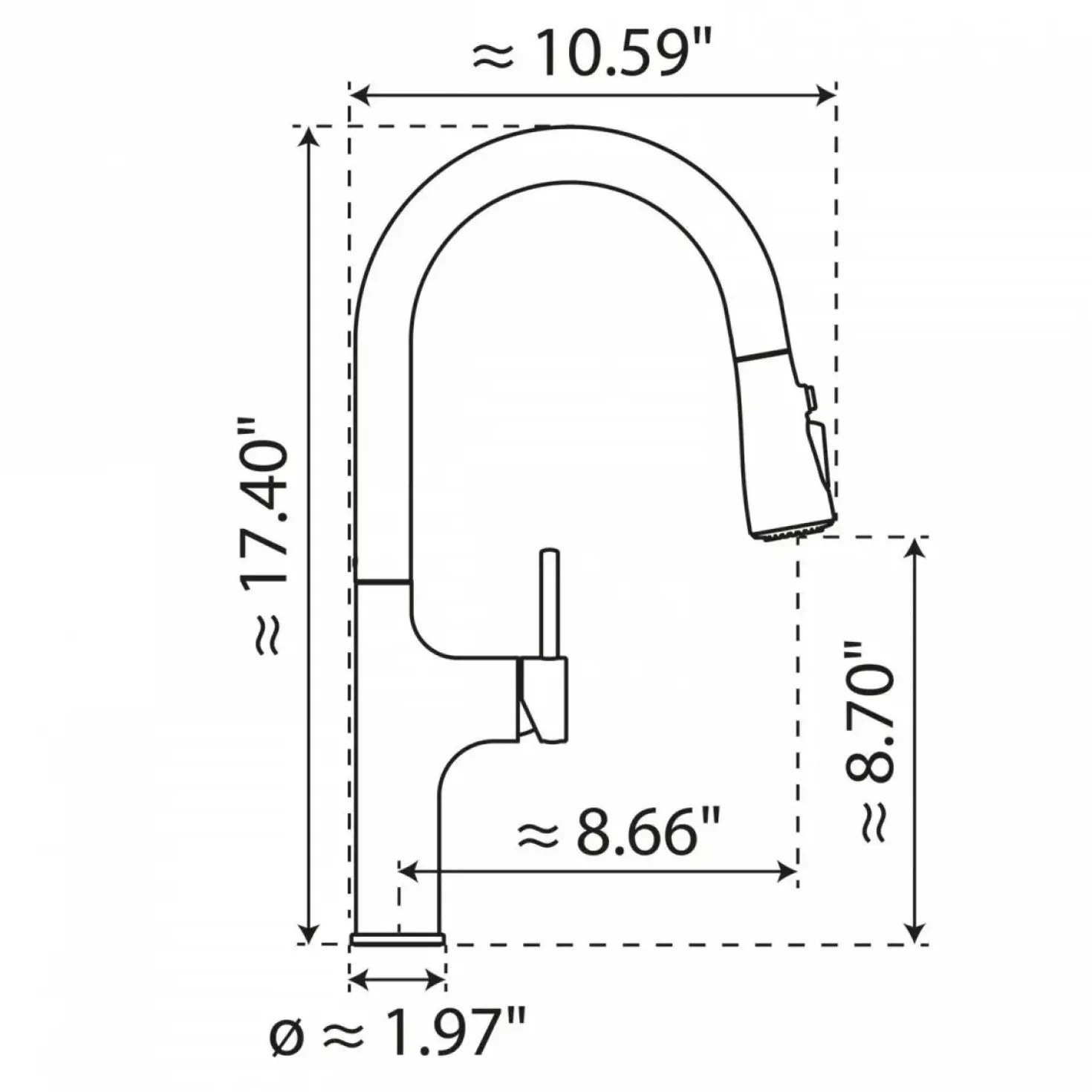Wasserwerk Arched Pull-Down Kitchen Faucet in Matte Black
