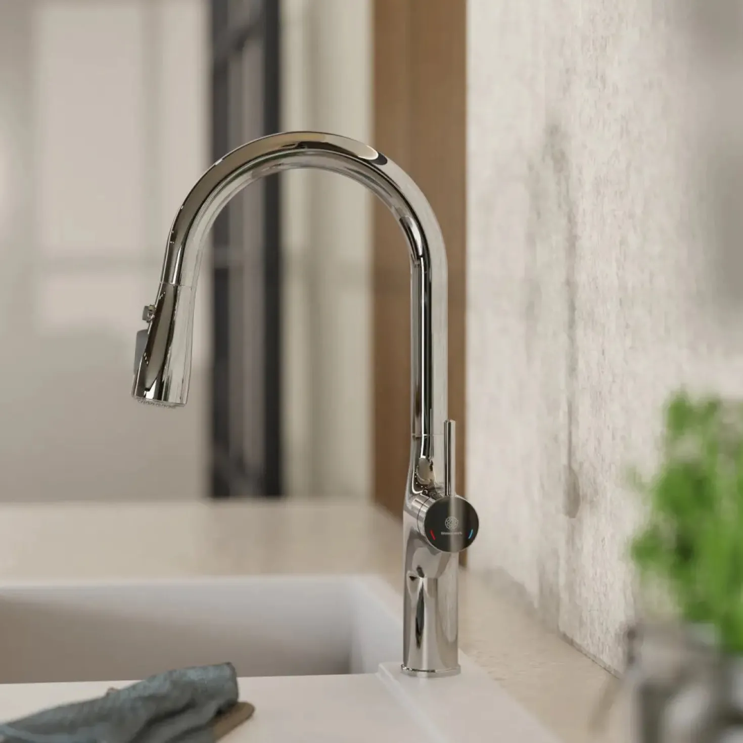 Wasserwerk Arched Pull-Down Kitchen Faucet in Chrome