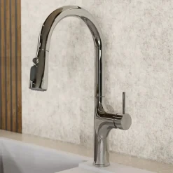 Wasserwerk Arched Pull-Down Kitchen Faucet in Chrome