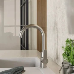 Wasserwerk Curved Bar Faucet in Brushed Nickel