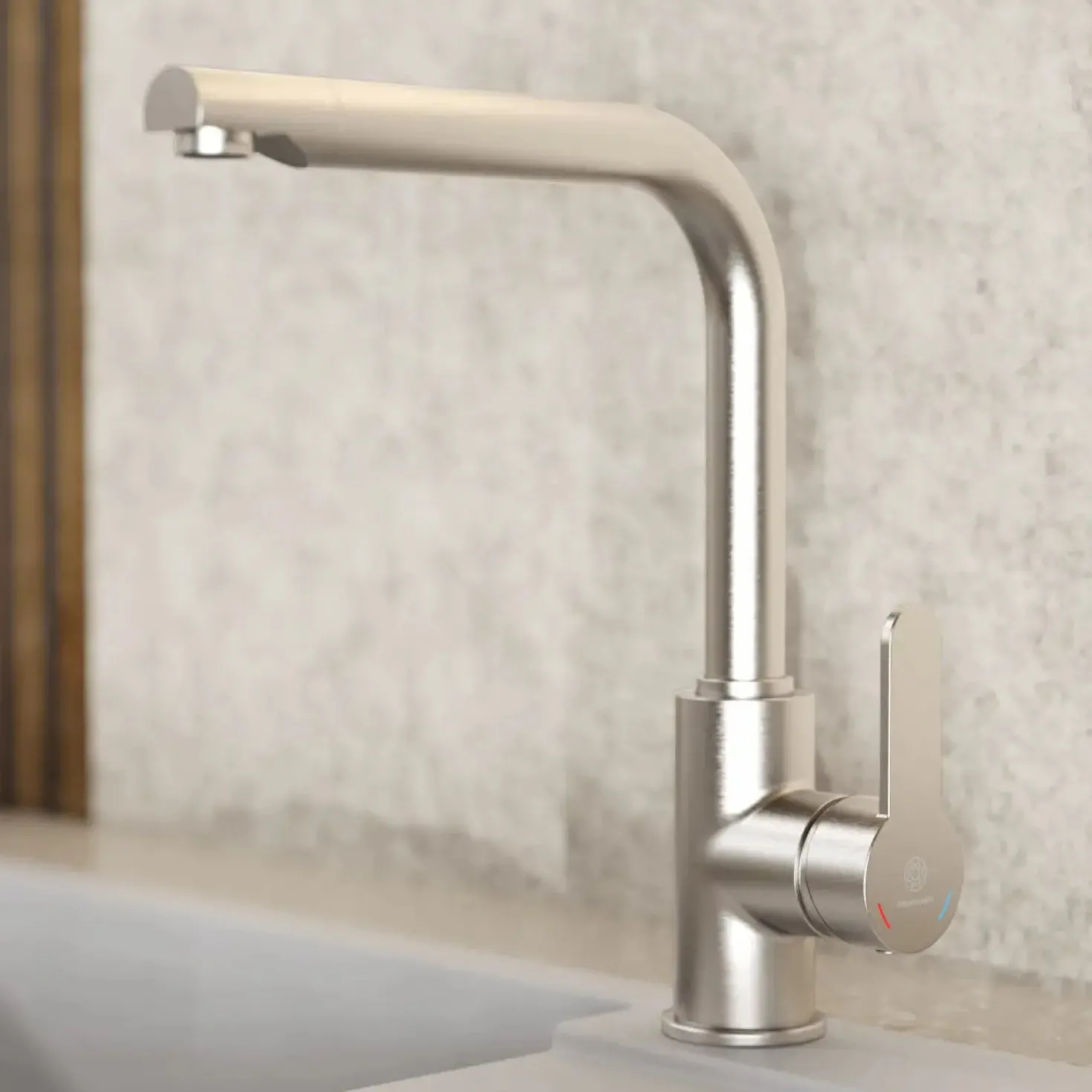 Wasserwerk Felis Single Hole Straight Kitchen Faucet in Brushed Nickel
