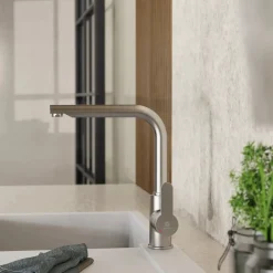 Wasserwerk Felis Single Hole Straight Kitchen Faucet in Brushed Nickel