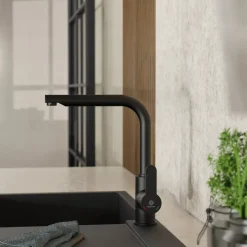 Wasserwerk Felis Single Hole Straight Kitchen Faucet in Matte Black