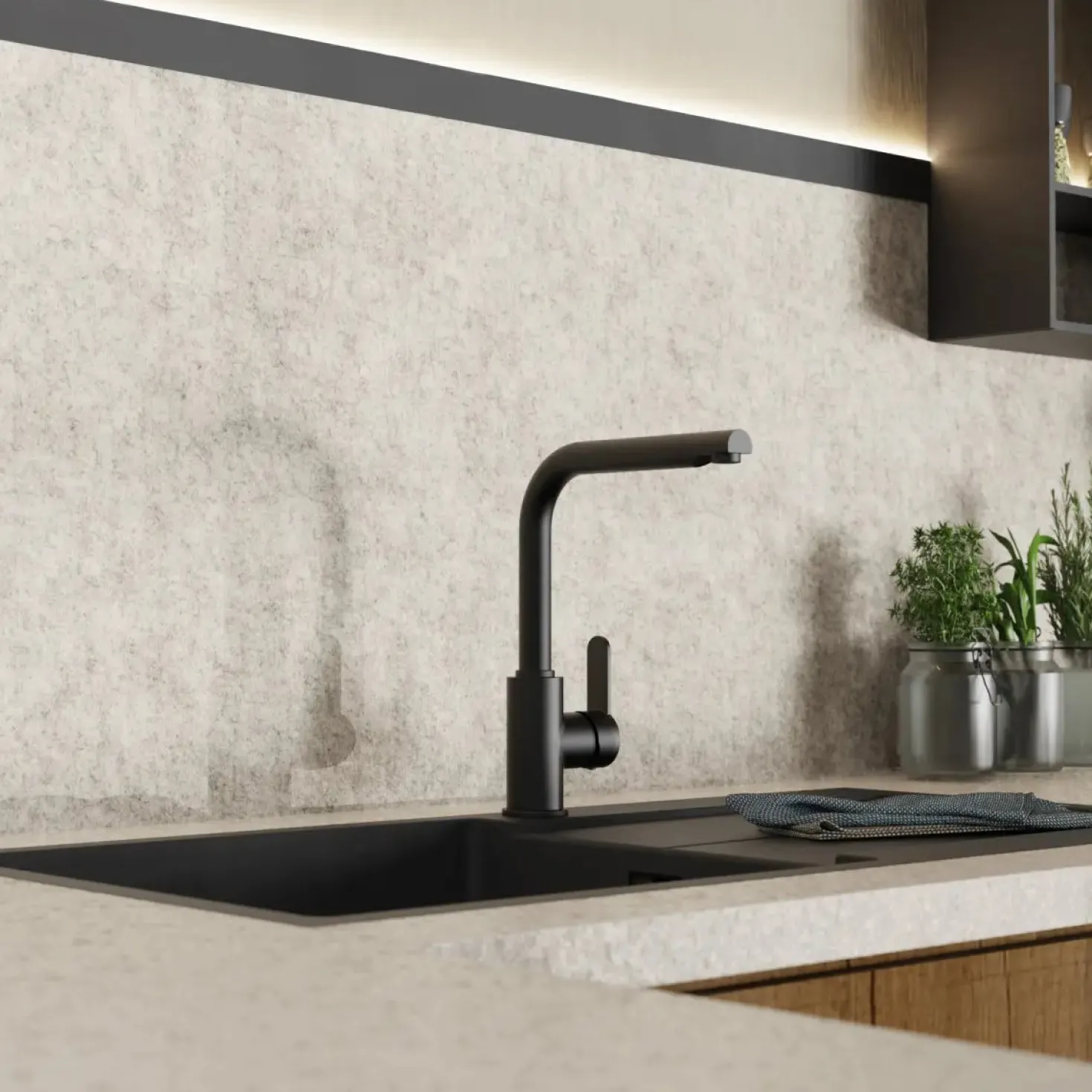 Wasserwerk Felis Single Hole Straight Kitchen Faucet in Matte Black