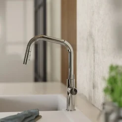 Wasserwerk Kitchen Faucet with Angled Spout Pull-Down Sprayer in Chrome