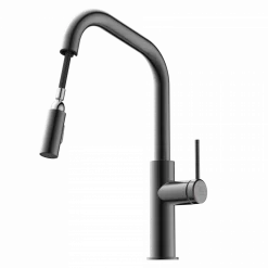 Wasserwerk Kitchen Faucet with Angled Spout Pull-Down Sprayer in Matte Graphite