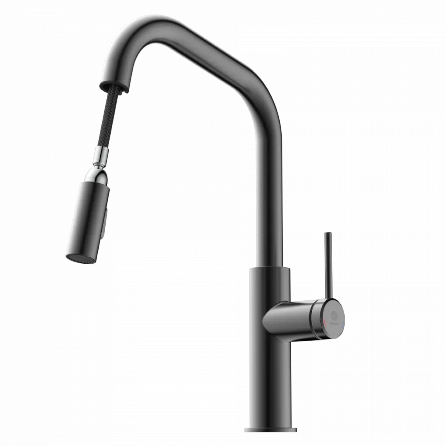 Wasserwerk Kitchen Faucet with Angled Spout Pull-Down Sprayer in Matte Graphite