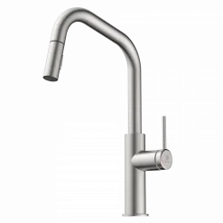 Wasserwerk Kitchen Faucet with Angled Spout Pull-Down Sprayer in Brushed Nickel