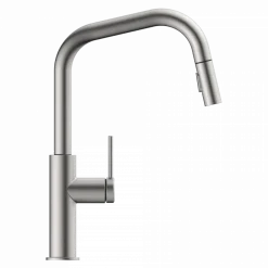 Wasserwerk Kitchen Faucet with Angled Spout Pull-Down Sprayer in Brushed Nickel