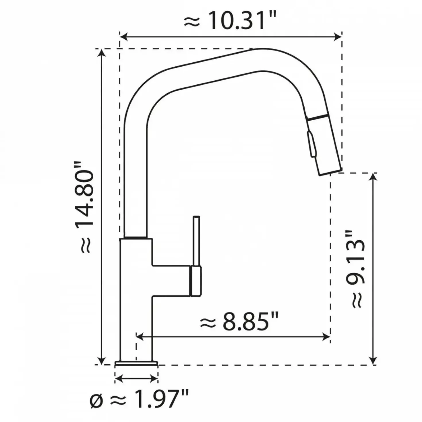 Wasserwerk Kitchen Faucet with Angled Spout Pull-Down Sprayer in Brushed Nickel