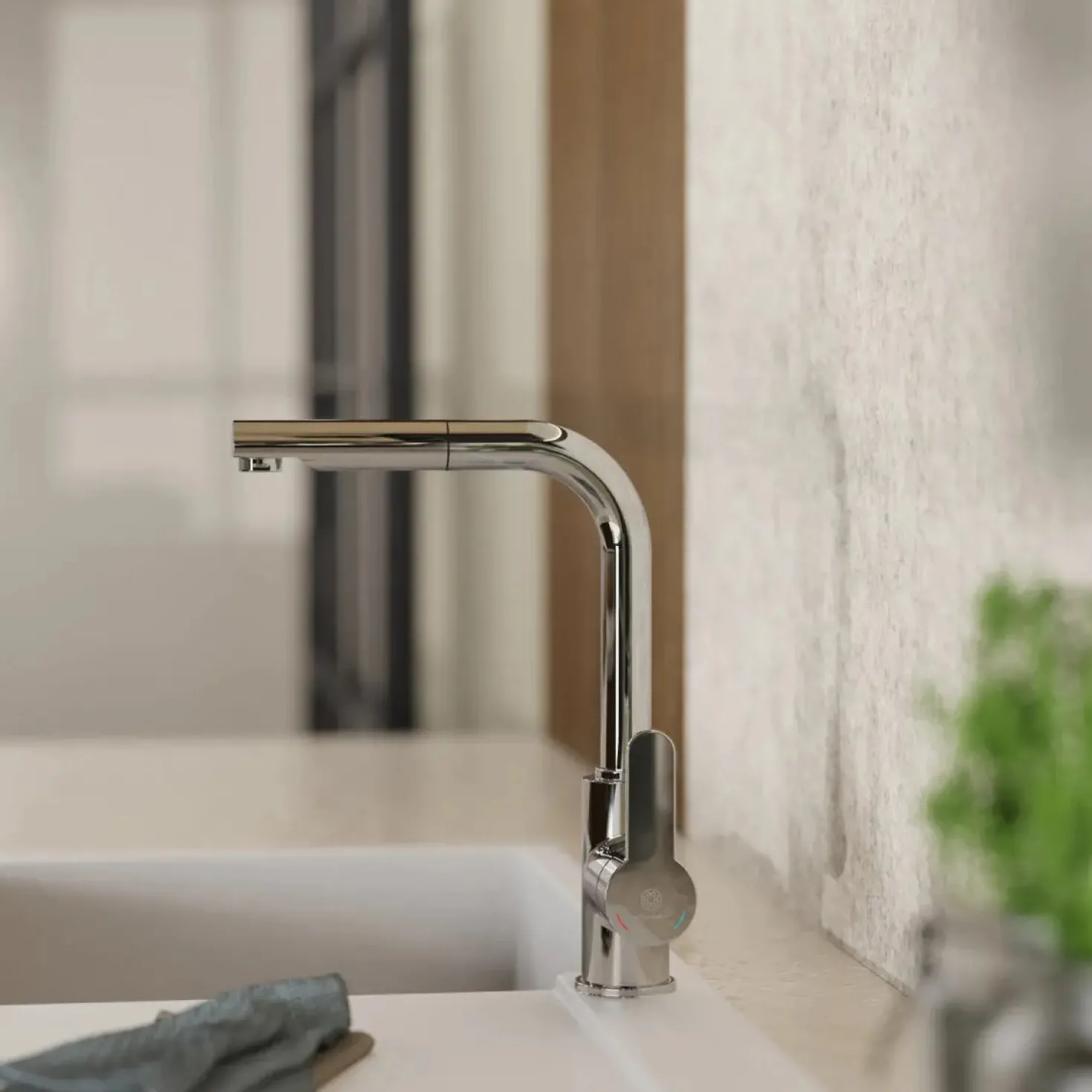 Wasserwerk Kitchen Faucet with Pull-Out Straight Spout in Chrome