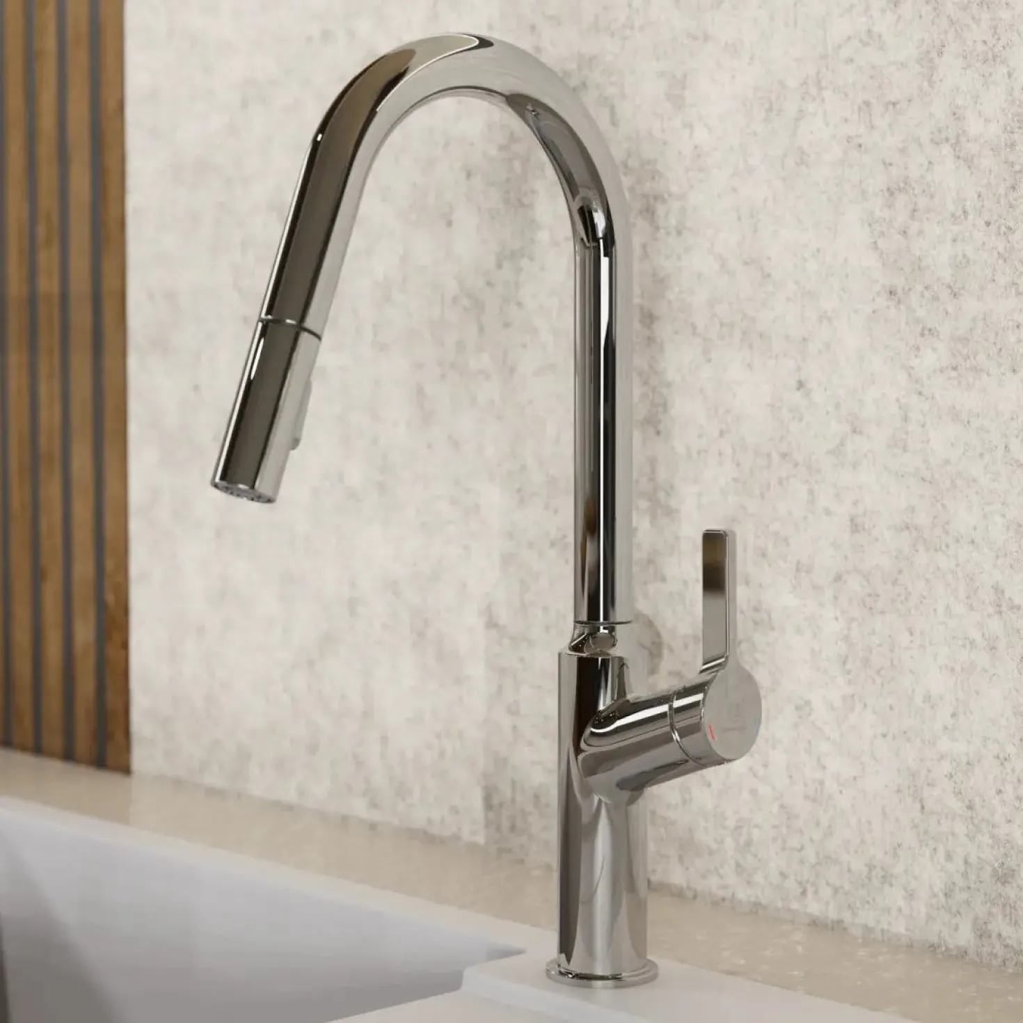 Wasserwerk Kitchen Faucet with Curved Spout in Chrome