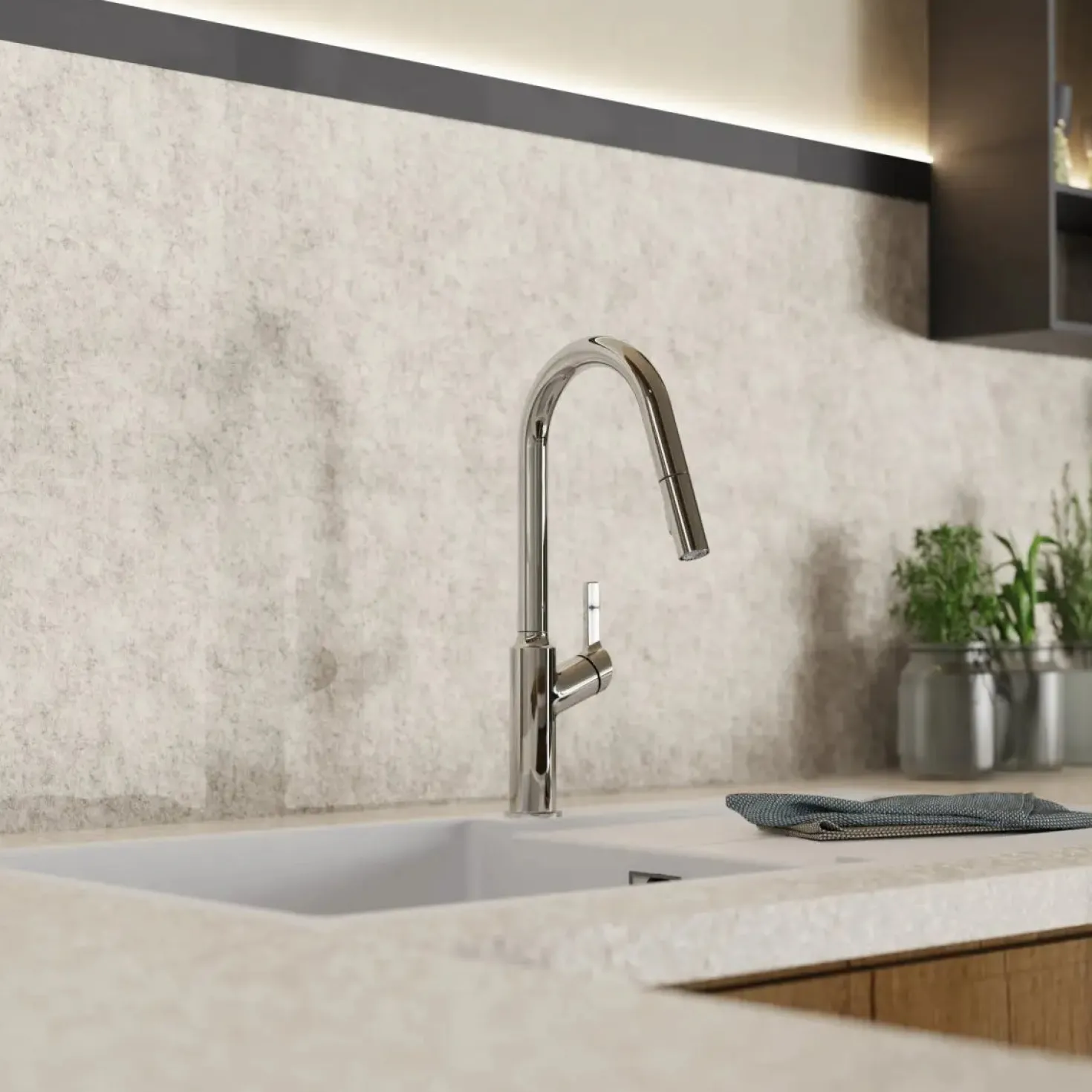 Wasserwerk Kitchen Faucet with Curved Spout in Chrome