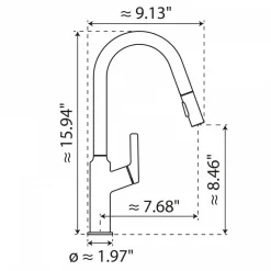 Wasserwerk Kitchen Faucet with Curved Spout in Brushed Nickel