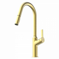 Wasserwerk Kitchen Faucet with Curved Spout in Brushed Gold