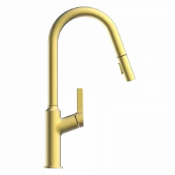 Wasserwerk Kitchen Faucet with Curved Spout in Brushed Gold