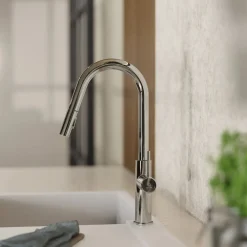 Wasserwerk Kitchen Faucet with Curved Pull-Down Spout in Chrome