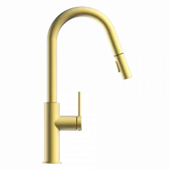 Wasserwerk Kitchen Faucet with Curved Pull-Down Spout in Brushed Gold