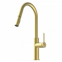 Wasserwerk Kitchen Faucet with Curved Pull-Down Spout in Brushed Gold